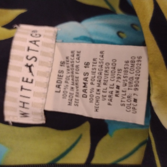 White Stag Blue and Green Midi Sundress Scoop Neck Resort Wear Size 16 - Picture 5 of 12